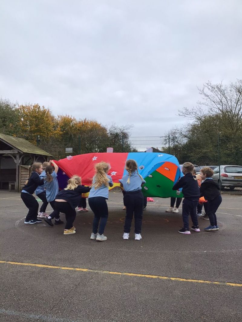 children with parachute